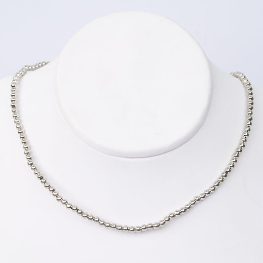 Collar Balines Plateado Rodinado / 4mm