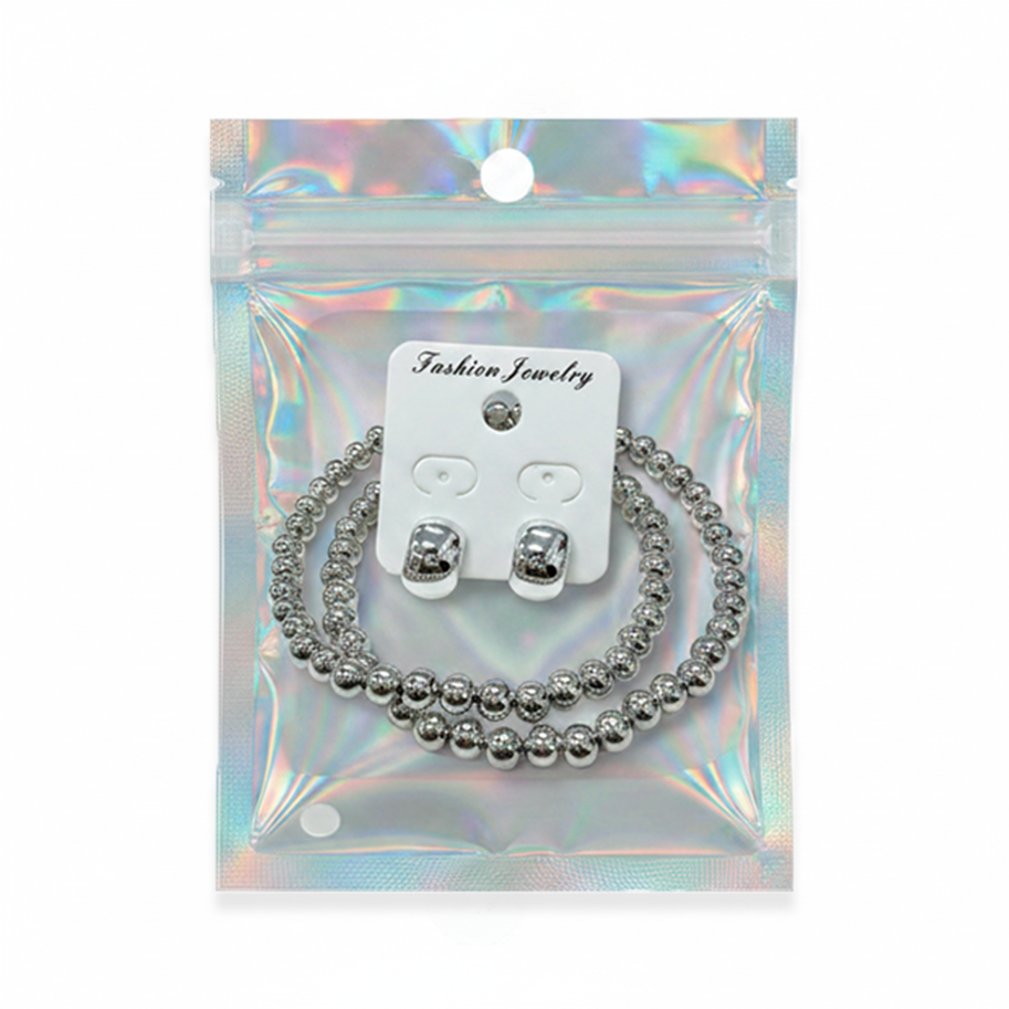 Kit Collar + Topos Plateado