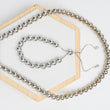 Combo Collar Y Pulsera Balines Plateados Rodinados / 4mm