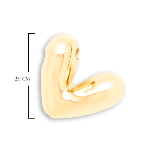 Corazón Chunky Delgado Pasador Dorado  Rodinado / 2.5 Cms
