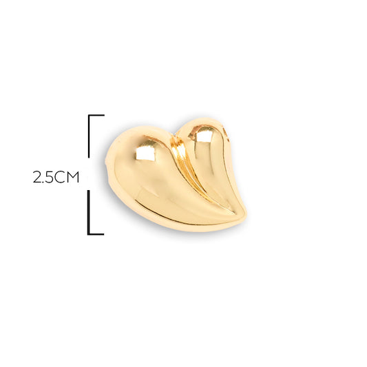 Corazón Chunky Doble Pasador Dorado Rodinado / 2.5 Cms
