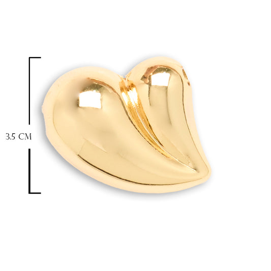 Corazón Chunky Doble Pasador Dorado Rodinado / 3.5 Cms