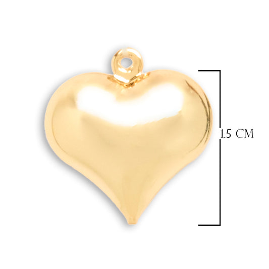 Corazón Chunky Collar Dorado Rodinado / 1.5 Cms