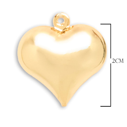 Corazón Chunky Collar Dorado  Rodinado / 2 Cms