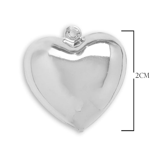 Corazón Chunky Plano Plateado Collar Rodinado / 2 Cms