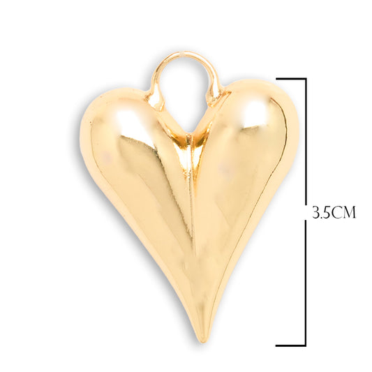 Corazón Chunky Collar Dorado  Rodinado / 3.5 Cms