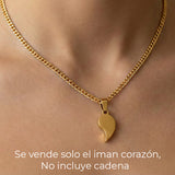 Dije Imán Corazón Acero Dorado Para Pareja