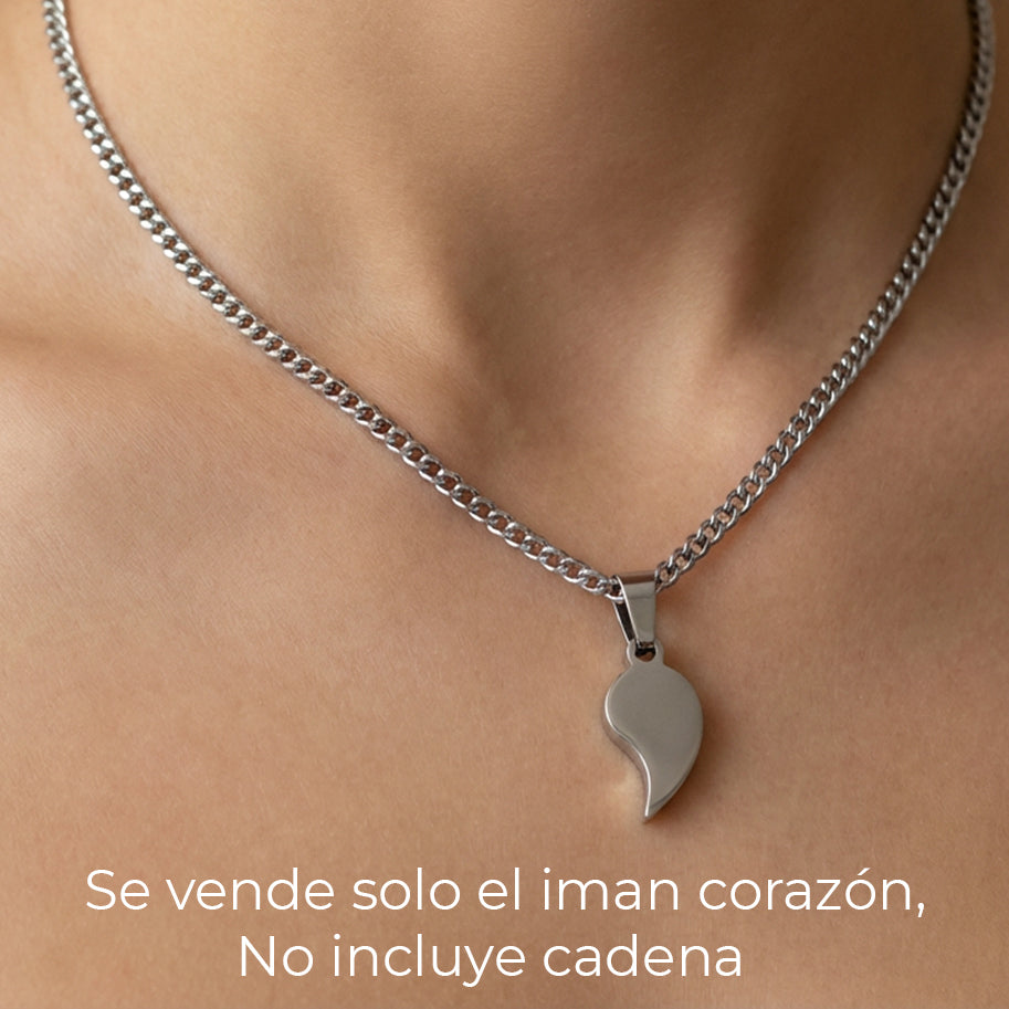 Dije Imán Corazón Acero Plateado Para Pareja