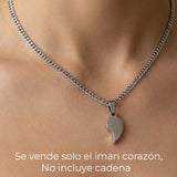 Dije Imán Corazón Acero Plateado Para Pareja