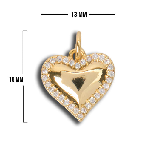 Dije Corazón Liso Circones Dorado Rodinado