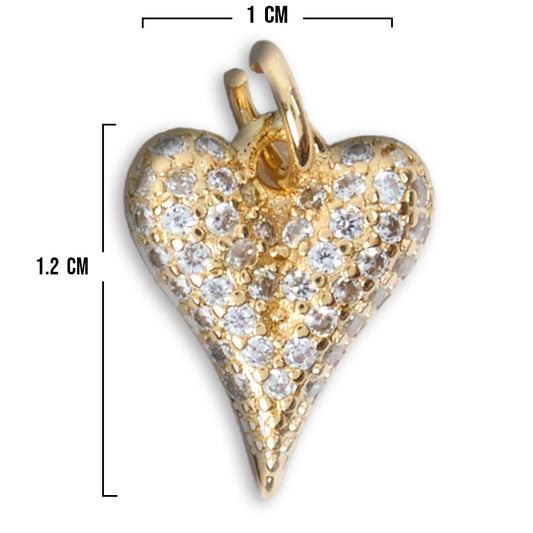 Dije Corazón Chunky Pequeño Circón Dorado Rodinado