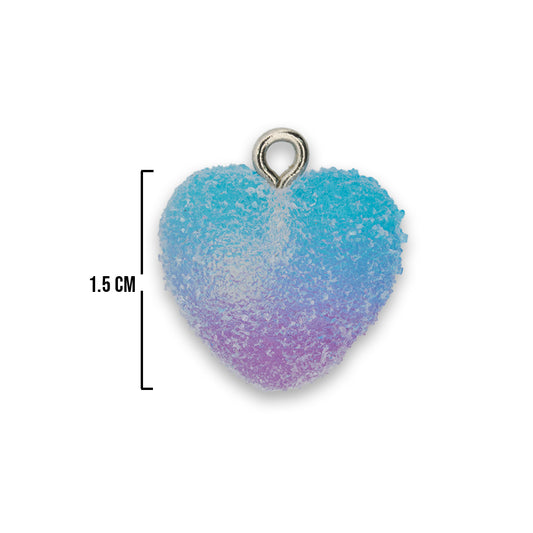 Dije Acrílico Corazón Bicolor De Azúcar Azul