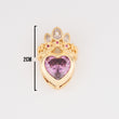 Dije Corazón Con Corona Piedra Lila Rodinado