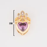 Dije Corazón Con Corona Piedra Lila Rodinado