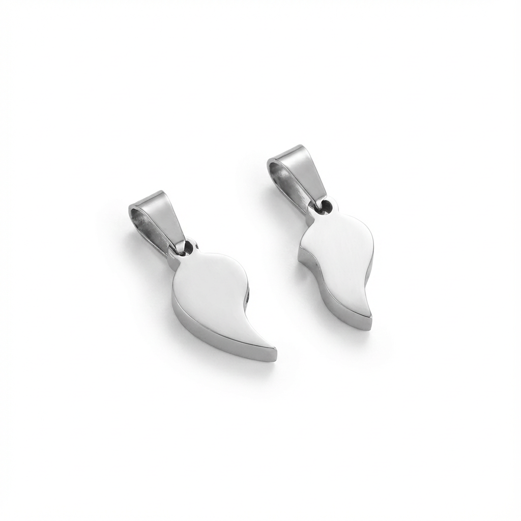 Dije Imán Corazón Acero Plateado Para Pareja