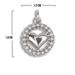 Dije Circulo Perla Corazón Collar Plateado Rodinado
