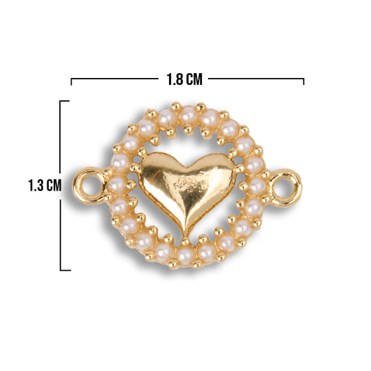 Dije Circulo Perla Corazón Pulsera Dorado Rodinado