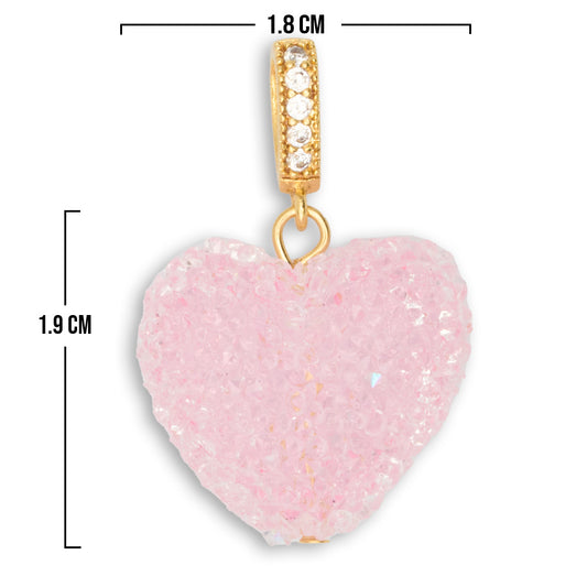 Dije Corazón Azucarado Rosado Rodinado