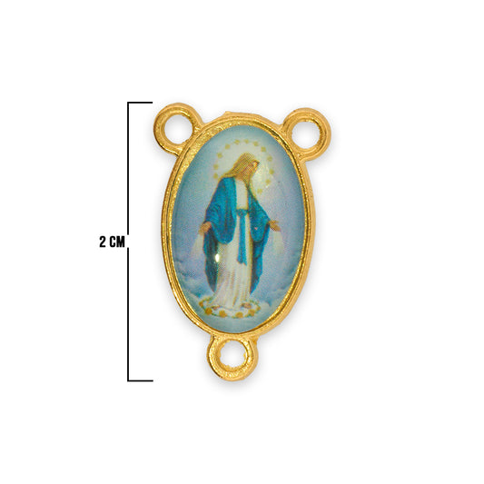 Crucero 2 Cm Virgen Milagrosa Dorado De Resina y Zamak