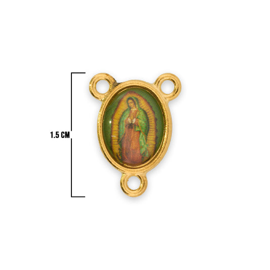 Crucero 1.5 Cm Virgen Guadalupe Dorado De Resina y Zamak