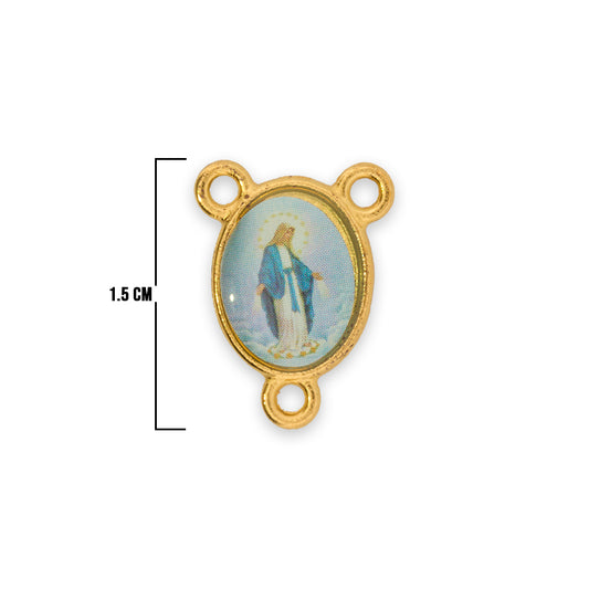 Crucero 1.5 Cm Virgen Milagrosa Dorado De Resina y Zamak