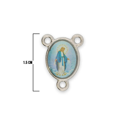 Crucero 1.5 Cm Virgen Milagrosa Plateado De Resina y Zamak