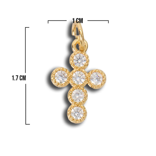 Dije Cruz Circón Blanco Dorado Rodinado
