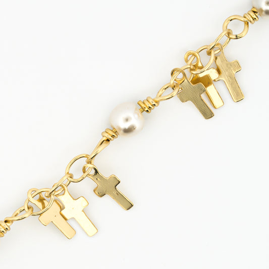 Cadena Cruces Perla De Gold Filled