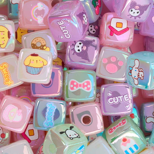 Dijes Cubos Sanrio Multicolor x 5 Unidades Acrílico