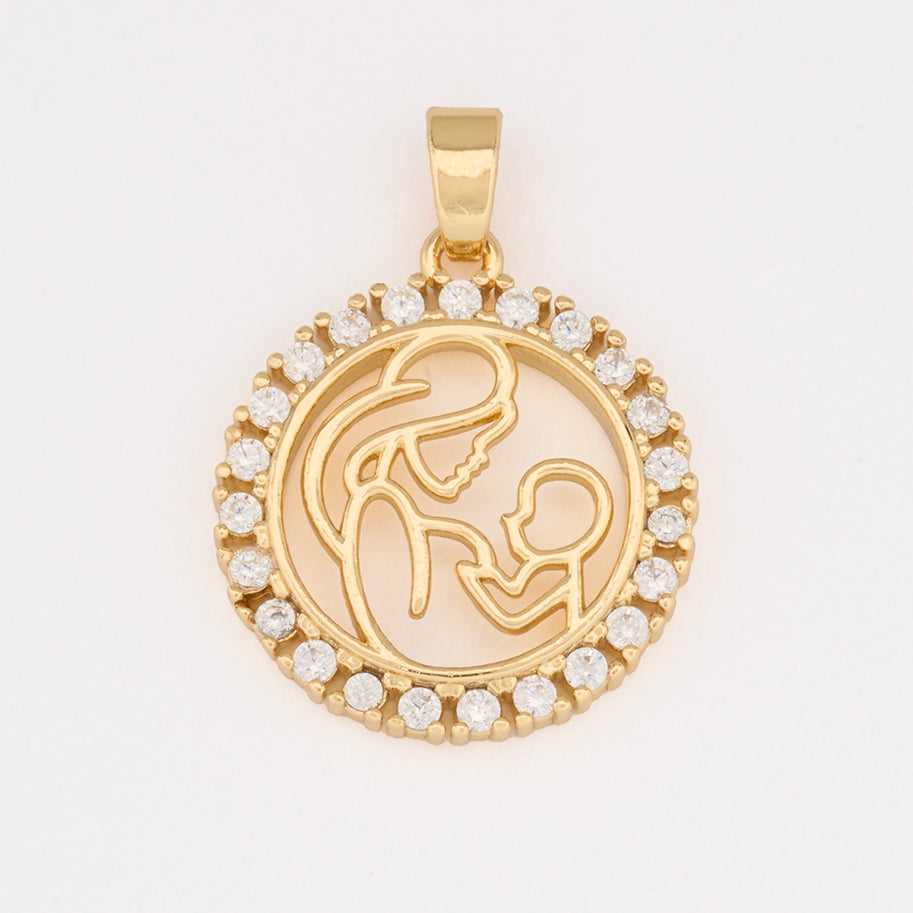 Dije Circulo Mamá e Hijo Dorado Rodinado