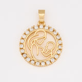 Dije Circulo Mamá e Hijo Dorado Rodinado