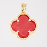 Dije Trebol Clov Collar Piedra Roja Dorado Rodinado
