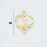 Dije Corazón Mamá e Hijo Dorado Rodinado