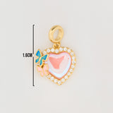 Dije Corazón Piedra Rosada Mariposa