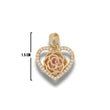 Dije Corazón Rosa Piedra Rosada Dorado Rodinado