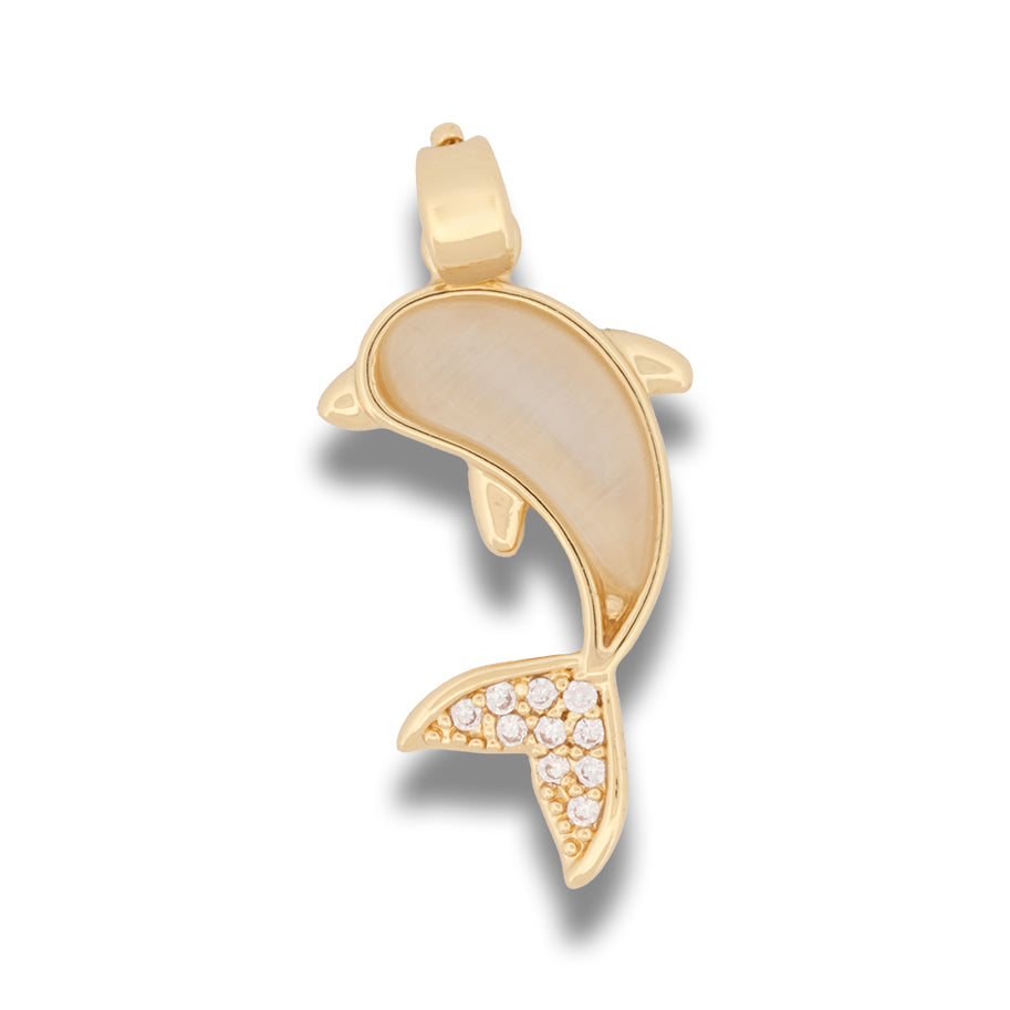 Dije Delfin Cristal Dorado Rodinado