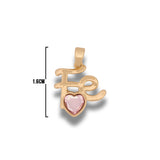 Dije Fé Corazón Piedra Rosada Dorado Rodinado