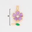 Dije Flor Tallo Piedra Lila Dorado Rodinado