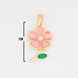 Dije Flor Tallo Piedra Rosado Dorado Rodinado
