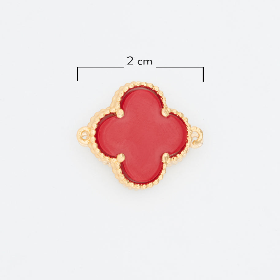 Dije Trebol Clov Pulsera Piedra Roja Dorado