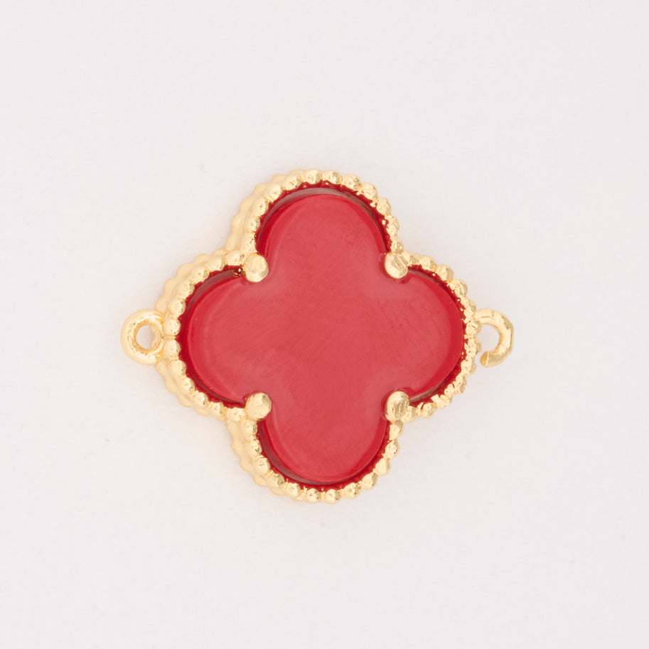 Dije Trebol Clov Pulsera Piedra Roja Dorado