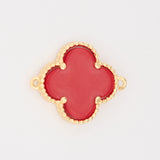 Dije Trebol Clov Pulsera Piedra Roja Dorado