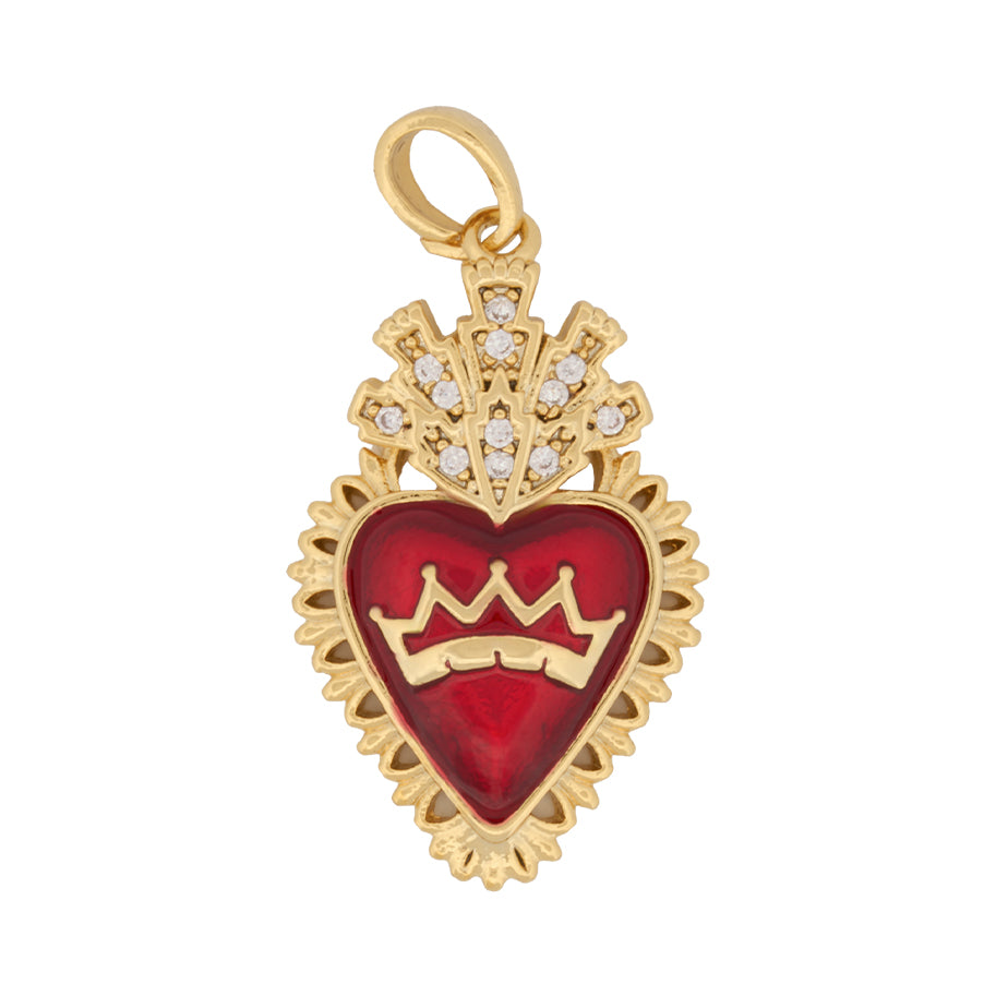 Dije Sagrado Corazón Corona Dorado Rodinado
