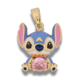 Dije Stitch Circón Rosado Dorado Rodinado