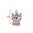Dije Stitch Corazón Circón Piedra Rosada Dorado Rodinado