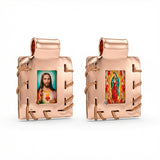 Dije Escapulario Cuero Oro Rosa