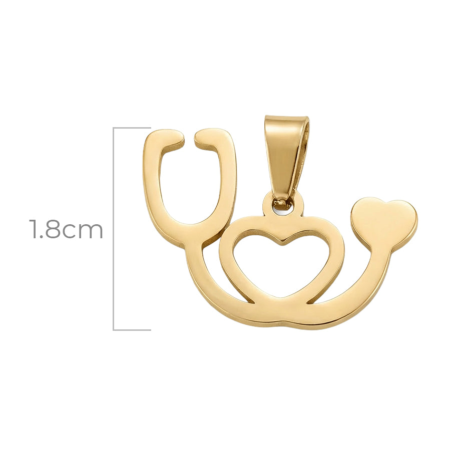 Dije Estetoscopio Medicina Dorado Acero