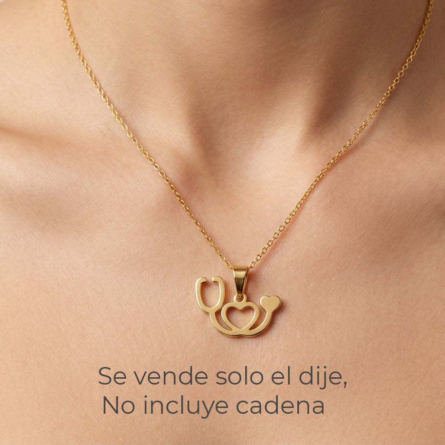 Dije Estetoscopio Medicina Dorado Acero