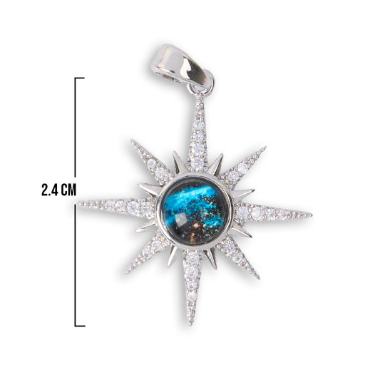 Dije Estrella Azul Plateado Rodinado