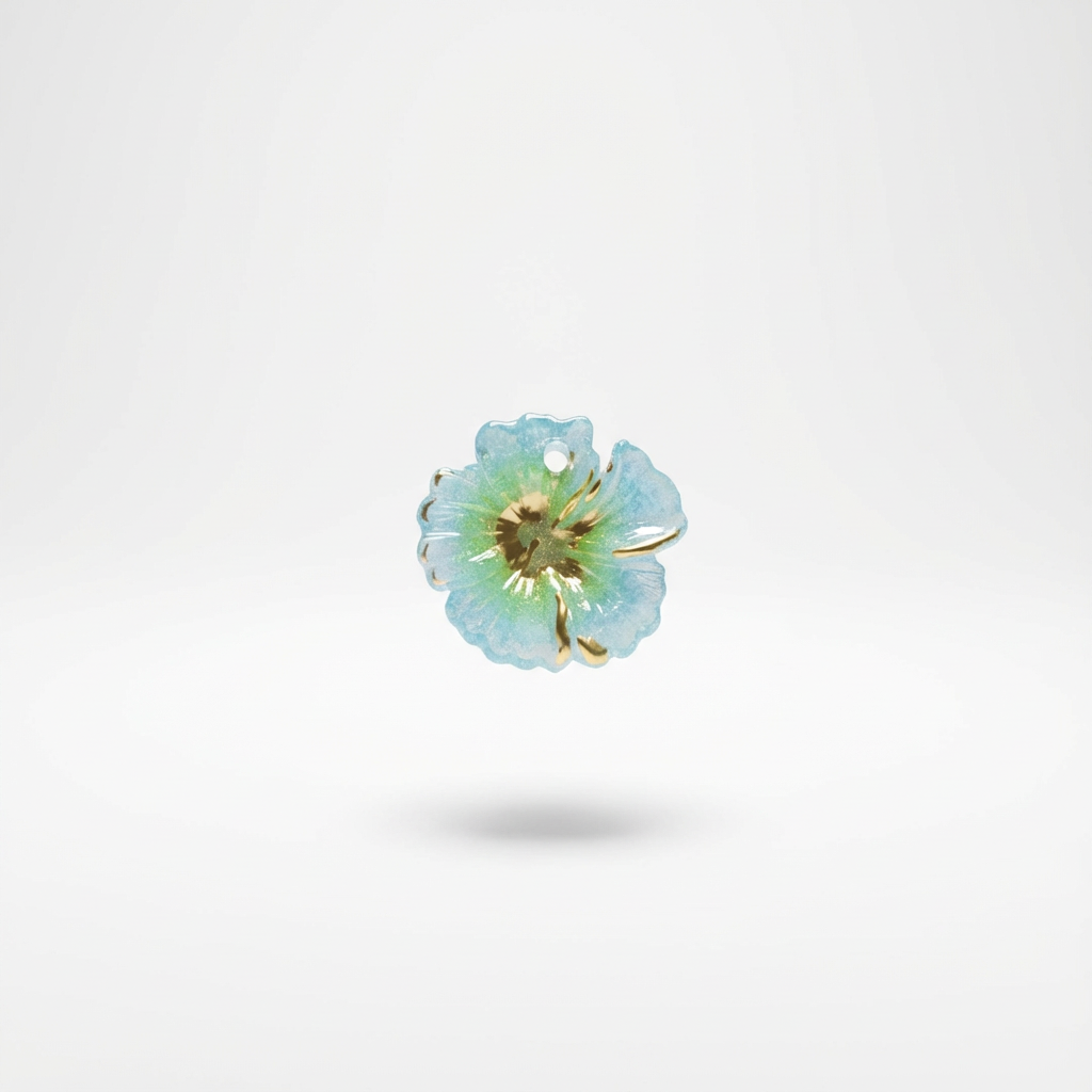 Dije Flor Lirio Acrílico Turqueza